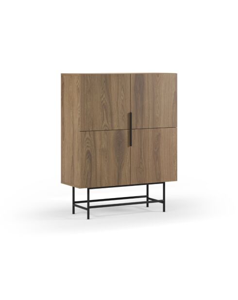 Buffet à 4 portes Anagni en stratifié structure métallique brun - 100 x 40 x 128 cm