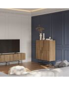 Buffet à 4 portes Anagni en stratifié structure métallique brun - 100 x 40 x 128 cm
