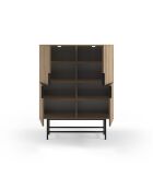 Buffet à 4 portes Anagni en stratifié structure métallique brun - 100 x 40 x 128 cm