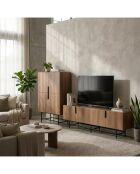 Buffet à 4 portes Anagni en stratifié structure métallique brun - 100 x 40 x 128 cm