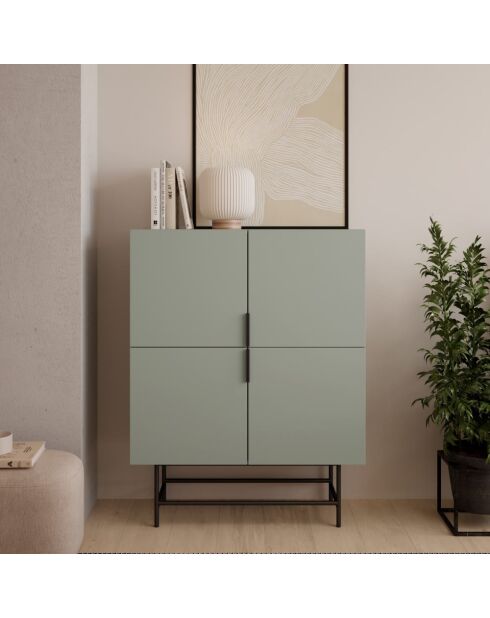 Buffet à 4 portes Anagni en stratifié structure métallique vert - 100 x 40 x 128 cm