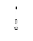 Suspension Oria en verre soufflé avec deux diffuseurs en métal noir - 22 x 227 cm