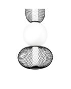 Suspension Oria en verre soufflé avec deux diffuseurs en métal noir - 22 x 227 cm
