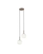 Suspension Cirò et deux lampes en métal et verre blanc/brun - 16 x 3 x 200 cm