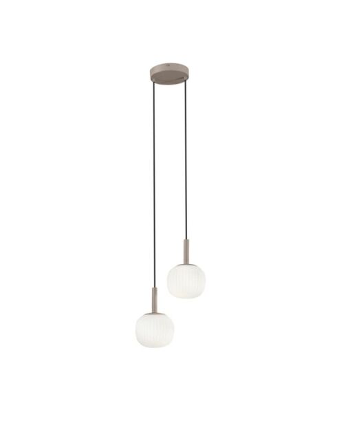 Suspension Cirò et deux lampes en métal et verre blanc/brun - 16 x 3 x 200 cm