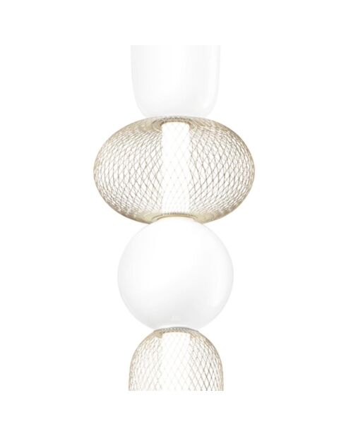 Suspension Oria avec deux éléments en verre soufflé et deux diffuseurs en métal doré - 22 x 264 cm
