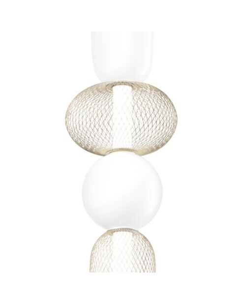 Suspension Oria avec deux éléments en verre soufflé et deux diffuseurs en métal doré - 22 x 264 cm