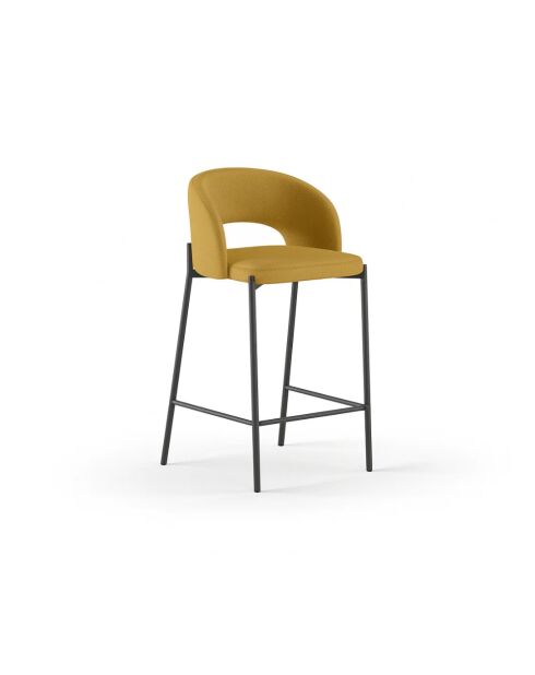 Ensemble de 2 tabourets de bar et de cuisine en tissu Lucca jaune/anthracite - 50 x 52 x 89 cm
