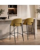 Ensemble de 2 tabourets de bar et de cuisine en tissu Lucca jaune/anthracite - 50 x 52 x 89 cm