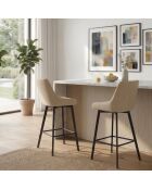 Ensemble de 2 tabourets de bar et de cuisine en tissu Altamura beige/noir - 44 x 50 x 94 cm