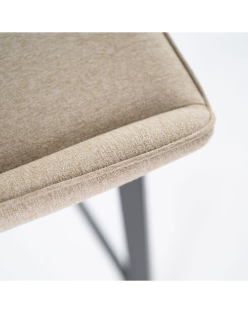 Ensemble de 2 tabourets de bar et de cuisine en tissu Altamura beige/noir - 44 x 50 x 94 cm