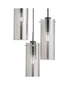 Suspension Dorgali en métal avec trois diffuseurs en verre noir - 27,3 x 27,3 x 43,8 cm