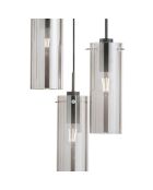 Suspension Dorgali en métal avec trois diffuseurs en verre noir - 27,3 x 27,3 x 43,8 cm