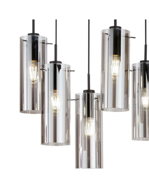 Suspension Dorgali en métal avec neuf diffuseurs en verre noir - 90 x 30 x 42,2 cm