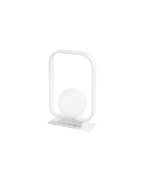 Lampe de table Roseto en aluminium et verre satiné blanc - 16 x 10 x 26 cm