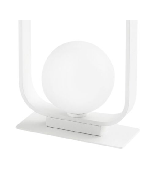 Lampe de table Roseto en aluminium et verre satiné blanc - 16 x 10 x 26 cm