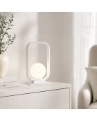 Lampe de table Roseto en aluminium et verre satiné blanc - 16 x 10 x 26 cm