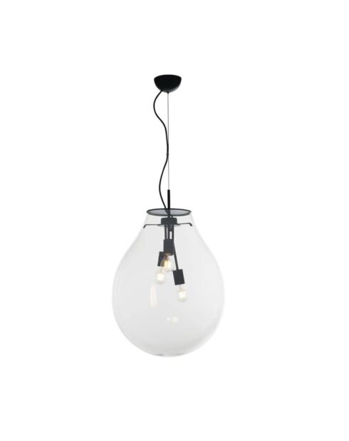 Suspension Loano en verre transparent avec structure en métal transparent - 48 x 48 x 69,5 cm