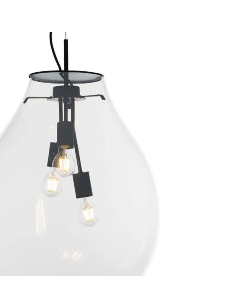 Suspension Loano en verre transparent avec structure en métal transparent - 48 x 48 x 69,5 cm