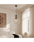 Suspension Loano en verre transparent avec structure en métal transparent - 48 x 48 x 69,5 cm