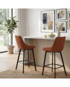 Ensemble de 2 tabourets de bar et de cuisine en tissu Altamura rouille/noir - 44 x 50 x 94 cm