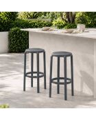 Lot de 2 tabourets Portovenere 65 pour usage intérieur et extérieur anthracite - 36 x 36 x 65 cm