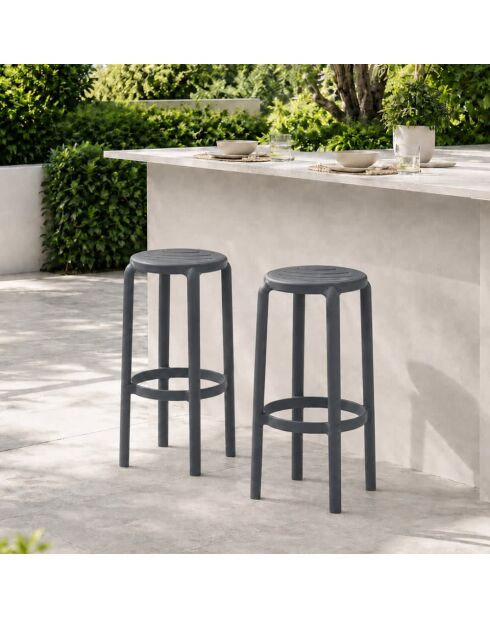 Lot de 2 tabourets Portovenere 65 pour usage intérieur et extérieur anthracite - 36 x 36 x 65 cm