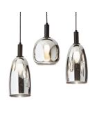Suspension Rodi à six lumières avec structure en métal et verre chromé noir - 101 x 34 x 39,5 cm
