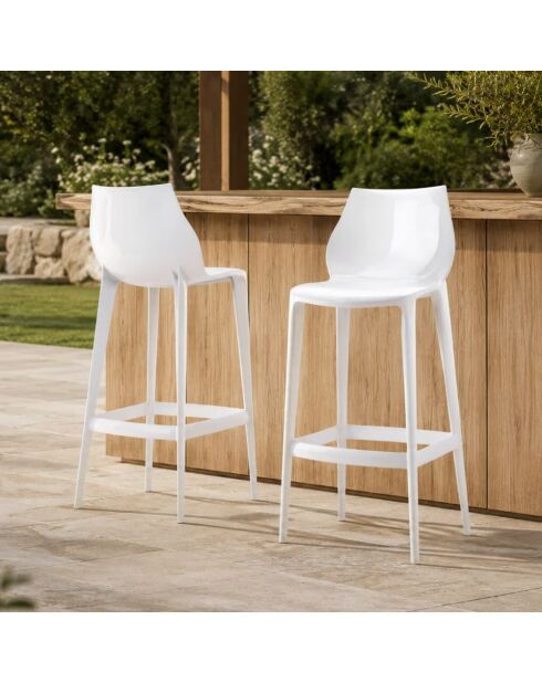 Lot de 2 tabourets d'extérieur Mattinata blanc - 45,3 x 49,8 x 90,1 cm
