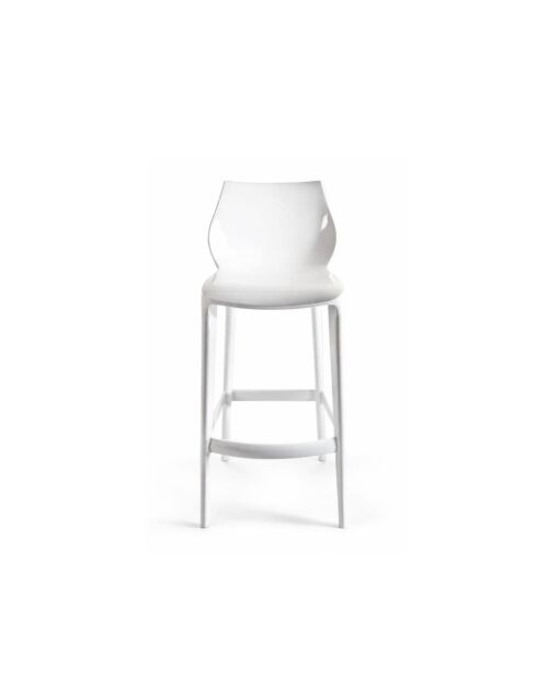 Lot de 2 tabourets d'extérieur Mattinata blanc - 45,3 x 49,8 x 90,1 cm