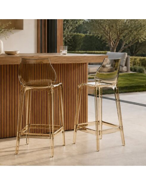 Lot de 2 tabourets d'extérieur Mattinata ambre transparent - 45,3 x 49,8 x 90,1 cm