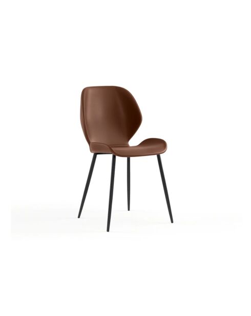 Ensemble de 4 chaises de salle à manger revêtues d'un tissu doux au toucher effet velours Arezzo cuir/noir - 45 x 55 x 83 cm