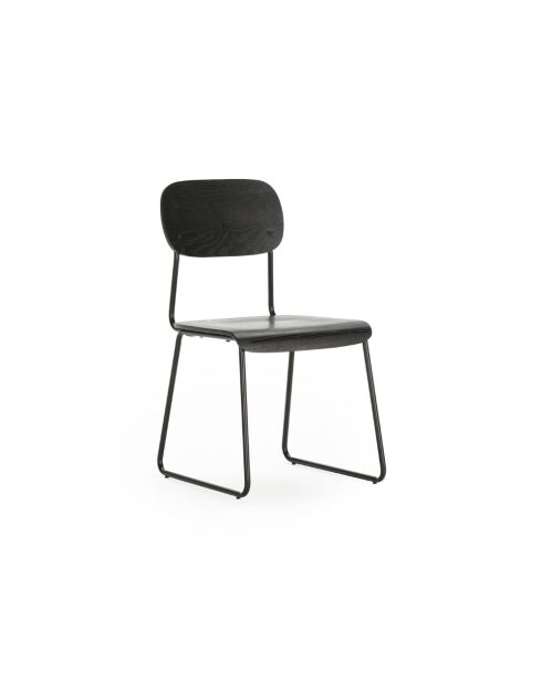 Ensemble de 2 chaises en bois Scilla avec structure en métal noir - 53,5 x 47 x 84,5 cm