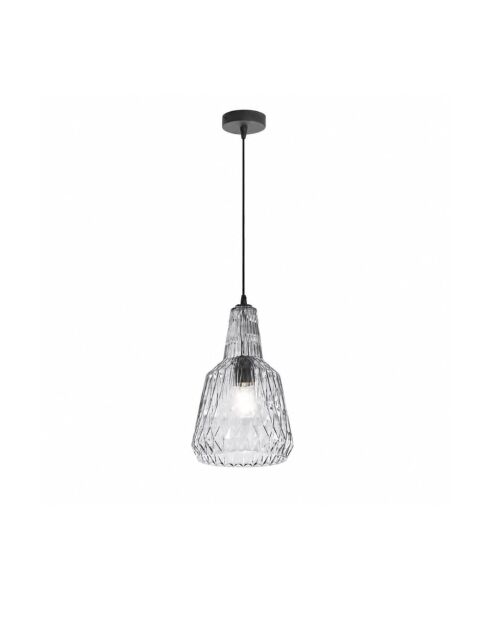 Suspension Acaya en cristal facetté gris - 23 x 23 x 39 cm