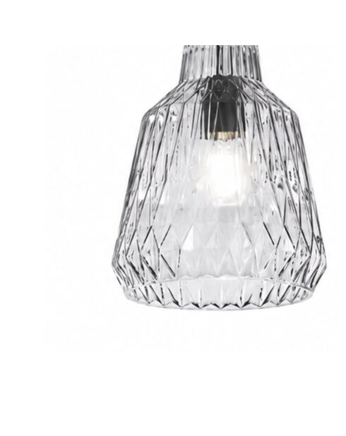 Suspension Acaya en cristal facetté gris - 23 x 23 x 39 cm