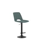 Lot de 2 tabourets de bar et de cuisine en tissu Rimini aigue - marine/noir - 52 x 45 x 88,5/103,5 cm