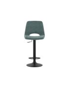 Lot de 2 tabourets de bar et de cuisine en tissu Rimini aigue - marine/noir - 52 x 45 x 88,5/103,5 cm