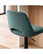 Lot de 2 tabourets de bar et de cuisine en tissu Rimini aigue - marine/noir - 52 x 45 x 88,5/103,5 cm