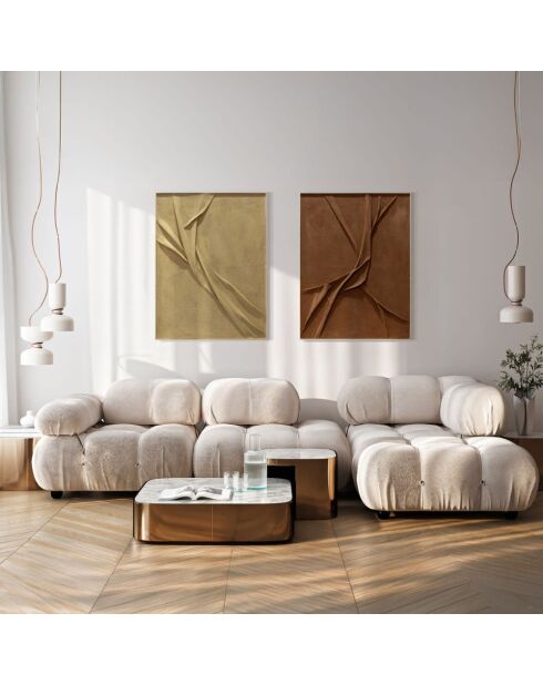 Spotorno peinture abstraite peinte à la main sable - 90 x 5 x 120 cm