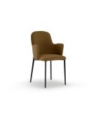 Ensemble de 4 chaises de salle à manger revêtues de tissu Bressanone brun/noir - 62,5 x 53,5 x 80 cm