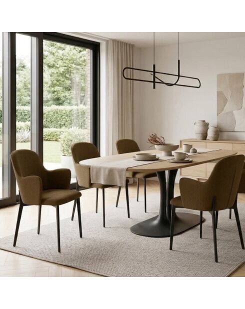 Ensemble de 4 chaises de salle à manger revêtues de tissu Bressanone brun/noir - 62,5 x 53,5 x 80 cm