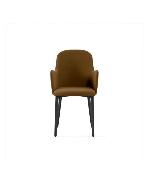 Ensemble de 4 chaises de salle à manger revêtues de tissu Bressanone brun/noir - 62,5 x 53,5 x 80 cm