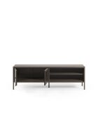 Meuble TV à 2 portes et 2 étagères Piombino en métal et verre trempé moka - 160 x 35 x 50 cm