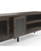 Meuble TV à 2 portes et 2 étagères Piombino en métal et verre trempé moka - 160 x 35 x 50 cm