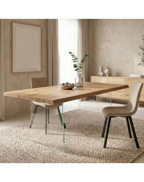 Table de salle à manger fixe Trieste 160 chêne/transparent - 160 x 90 x 76 cm