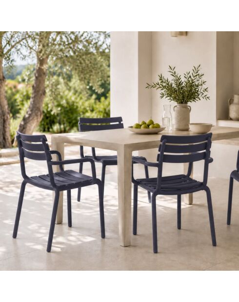 Ensemble de 2 chaises Portovenere empilables pour une utilisation intérieure et extérieure anthracite - 58 x 59 x 84 cm