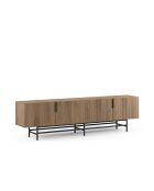 Meuble TV à 4 portes Anagni en stratifié structure métallique brun - 200 x 35 x 55 cm