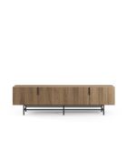 Meuble TV à 4 portes Anagni en stratifié structure métallique brun - 200 x 35 x 55 cm