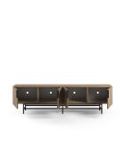 Meuble TV à 4 portes Anagni en stratifié structure métallique brun - 200 x 35 x 55 cm