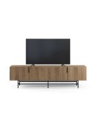Meuble TV à 4 portes Anagni en stratifié structure métallique brun - 200 x 35 x 55 cm